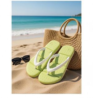 Crocs Lime Green square toe Rubber Open Toe Japanese style Sandal Size 7
